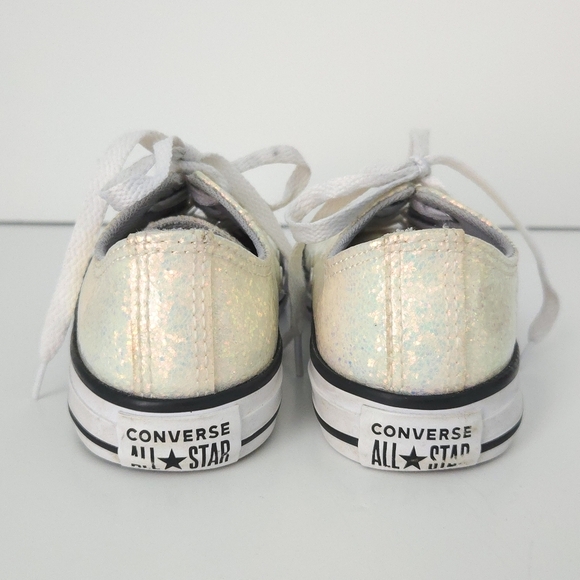 Converse All Star Ivory Iridescent Rainbow Glitter Sneakers- Children Girl's - Picture 5 of 8